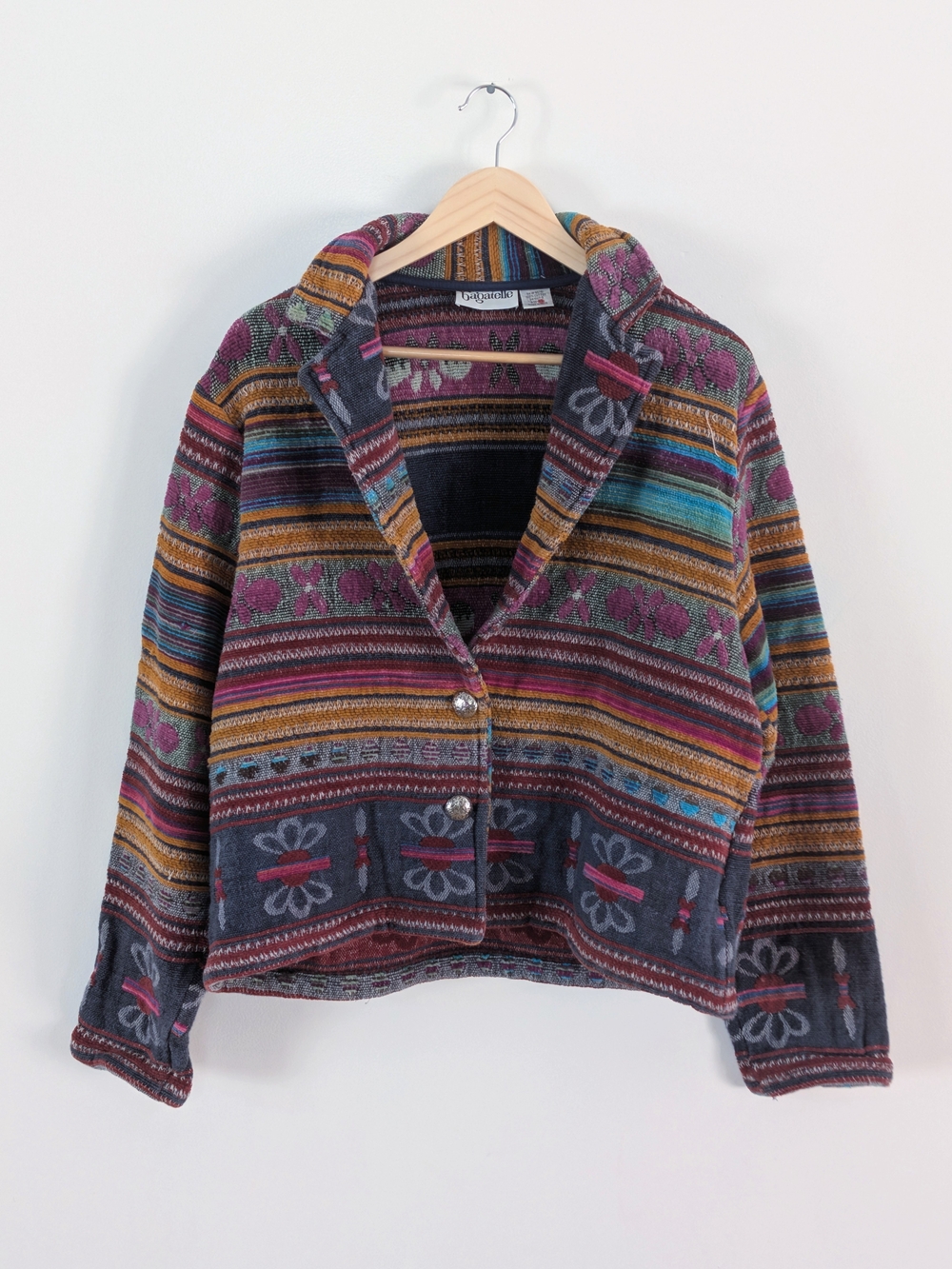 bagatelle Multicolor Striped Floral Blanket Jacket Cotton - XL